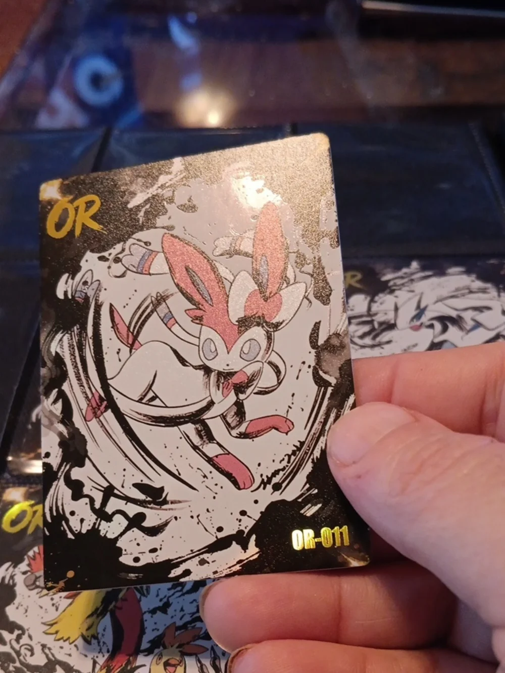 Pokemon Sylveon OR-01 Art Card - Pink and White with Gold Accents